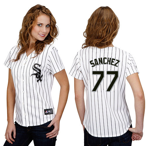 Carlos Sanchez #77 mlb Jersey-Chicago White Sox Women's Authentic Home White Cool Base Baseball Jersey